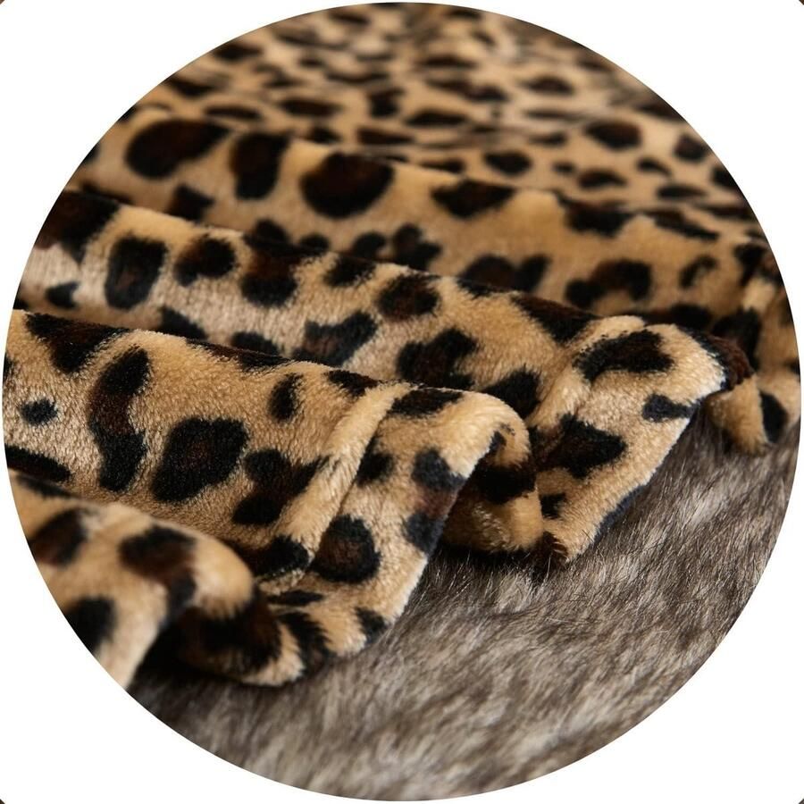 Fleece plaid voor slaapbank stoel zachte kleurrijke oversized decoratieve ultra-pluche deken (130 x 150 cm cheetah)