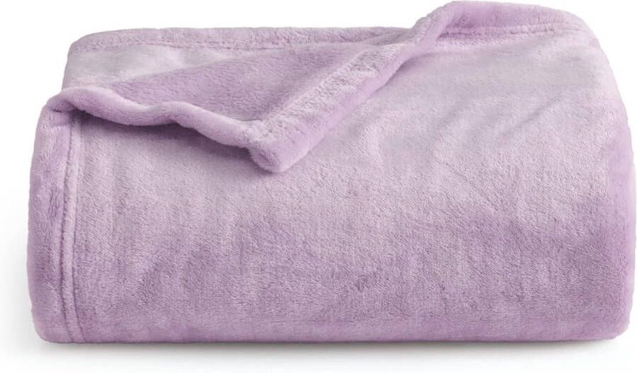 Fleece sofa sierdeken veelzijdige deken pluizige zachte plaid voor bed en bank tweepersoonsbed lichtpaars 150 x 200 cm
