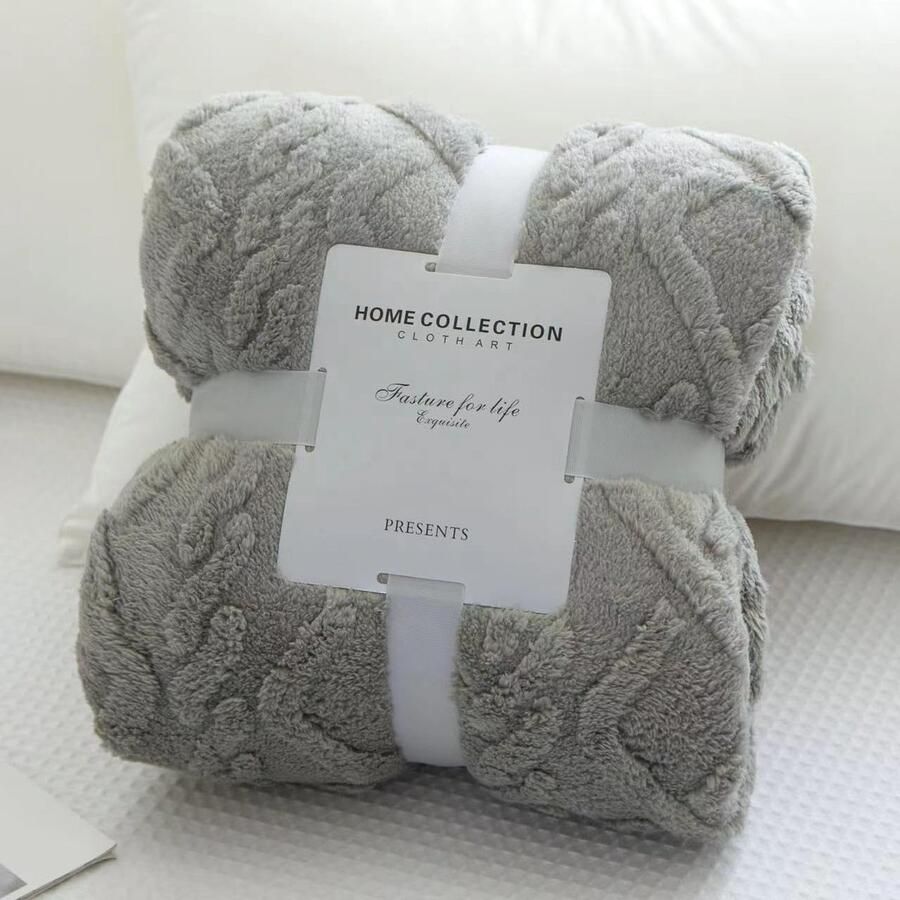 Fleece sprei voor tweepersoonsbed comfortabel en warm 1 stuk grijs 150 x 200 cm