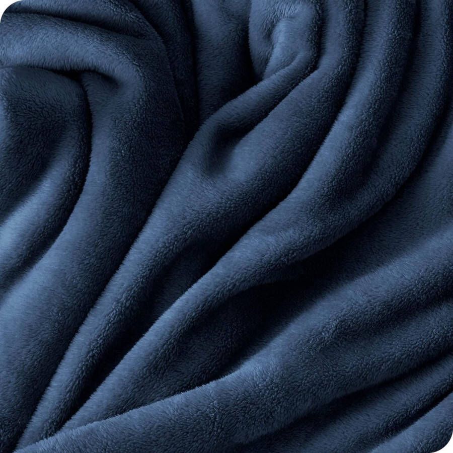 fleecedeken lichte zachte deken voor bed bank camping en reizen ultrazachte warme deken (220 x 240 cm donkerblauw)
