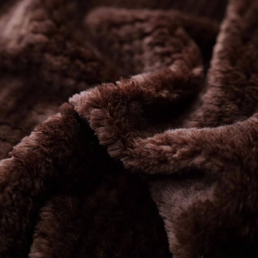 Fleecedeken super zacht pluizig warm licht omkeerbaar pluche deken voor bed bank en bank 150 x 200 cm bruin