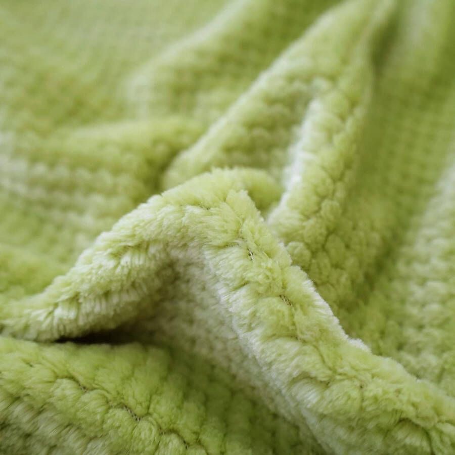 Fleecedeken superzacht pluizig warm licht omkeerbaar pluche deken voor bed bank en bank 220 x 240 cm avocadogroen
