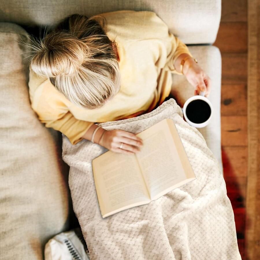 Fleecedeken voor bank en bed van fleece flanel en microvezel 330 g m² beige koningin 78 x 90 cm