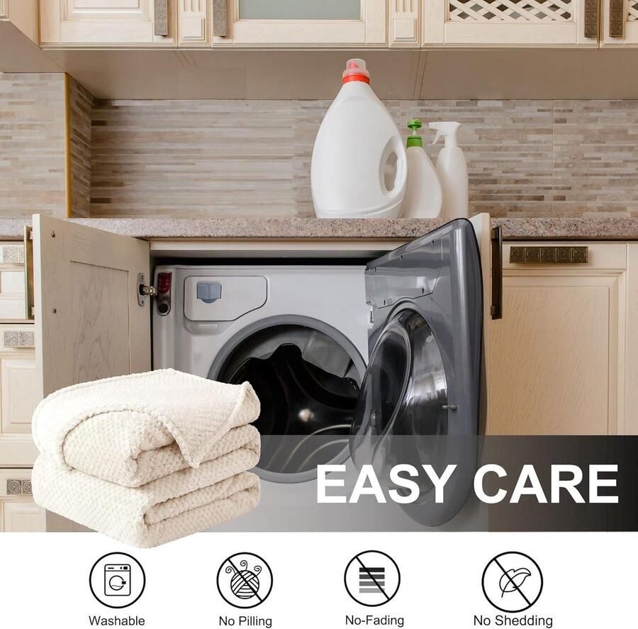 Verbeterde titel: Fleecedeken voor bed of bank flanel microvezel pluche 330 g m² robuust licht en warm beige koningin x 90 cm