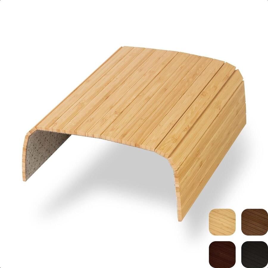 Flexibel Bamboe Armleuning Dienblad Bank Universele Drank Houder Houten Banktafel en Organizer Bankleuning Zetel Sofa Antislip (Naturel)