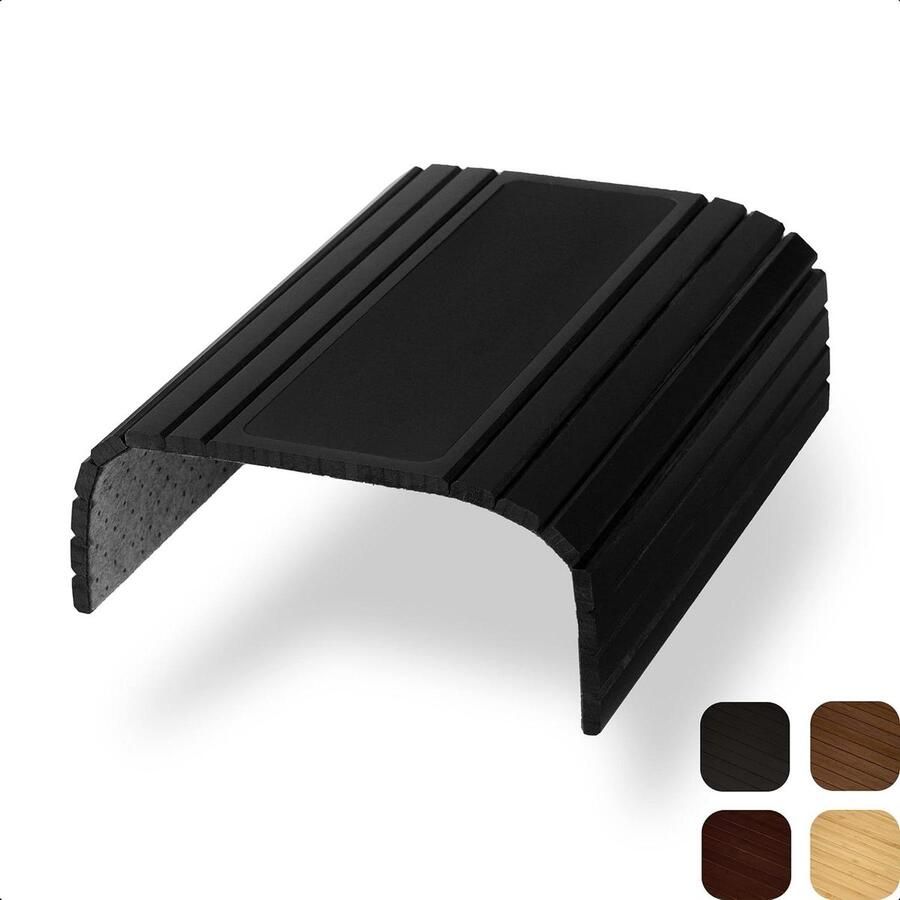Flexibel Bamboe Armleuning Dienblad Bank Antislip Drank Houder Muismat Houten Banktafel Organizer Zetel Sofa Zwart