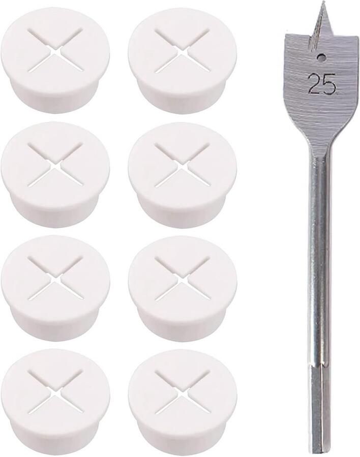 Flexibele kabeldoorvoer voor bureau 8 stuks Siliconen rubberen gatafdekking voor kantoor en werkplek Eenvoudige installatie 20 mm diameter