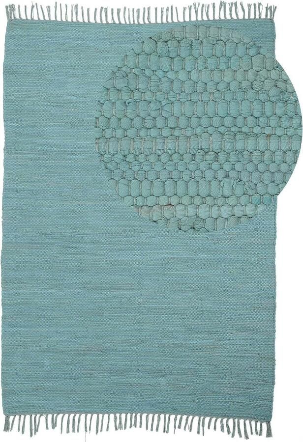 Goodivery Handgeweven Modern Vloerkleed Turquoise 120 x 170 cm met Franje voor Woonkamer en Slaapkamer
