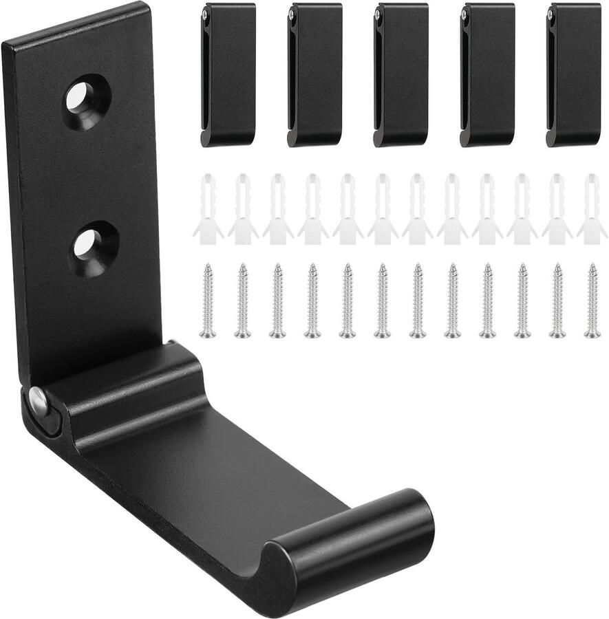 Flintronic 6-delige kapstokhaken schroefbare kapstokhaken haken voor akoestische panelen slaapkamer woonkamer badkamer wandhaken voor jassen hoeden garderobe metaal 7 5 cm zwart