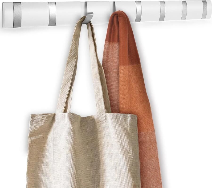 Flintronic 8 kapstokken moderne ruimtebesparende opvouwbare kapstok witte wandkapstok zelfklevende en schroefbare wandhaken kapstokhaken met haken voor jassen sjaals en handtassen