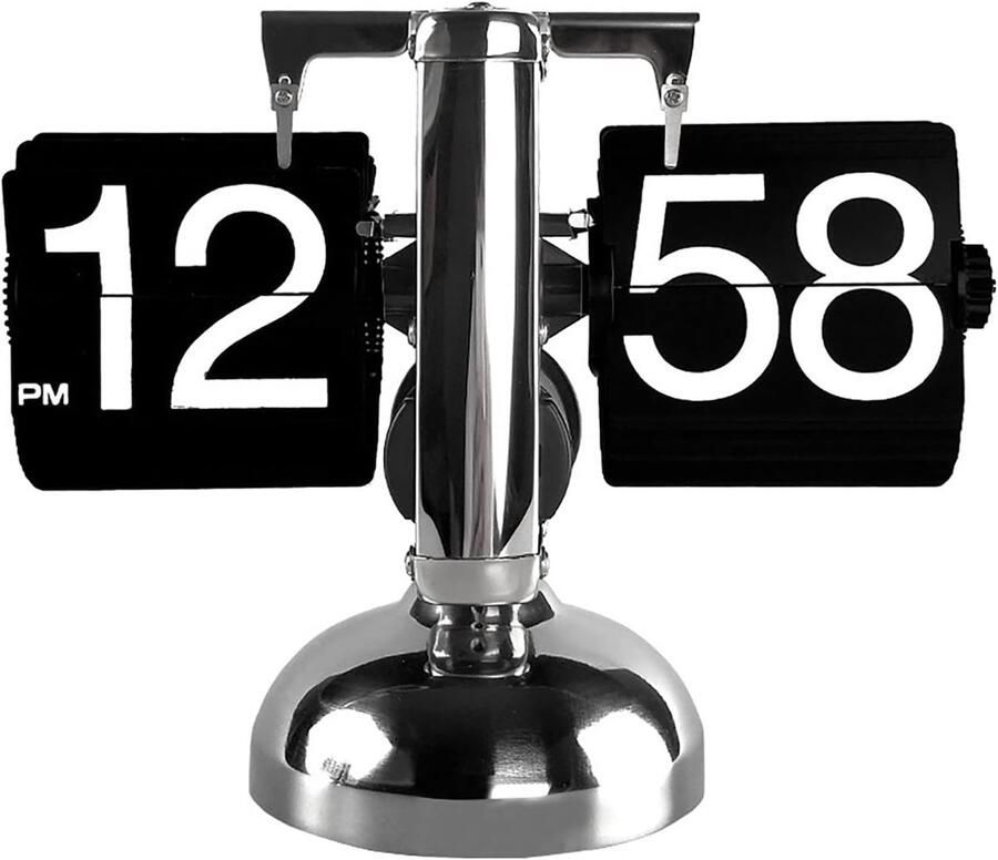 Flip Clock Mini Retro Klok Auto Flip Tafelklok Digitale Kalender Coole Bureauklok Mechanische Klok voor Thuis Kantoor Bureau Decoratie (Zwart) - Foto 2