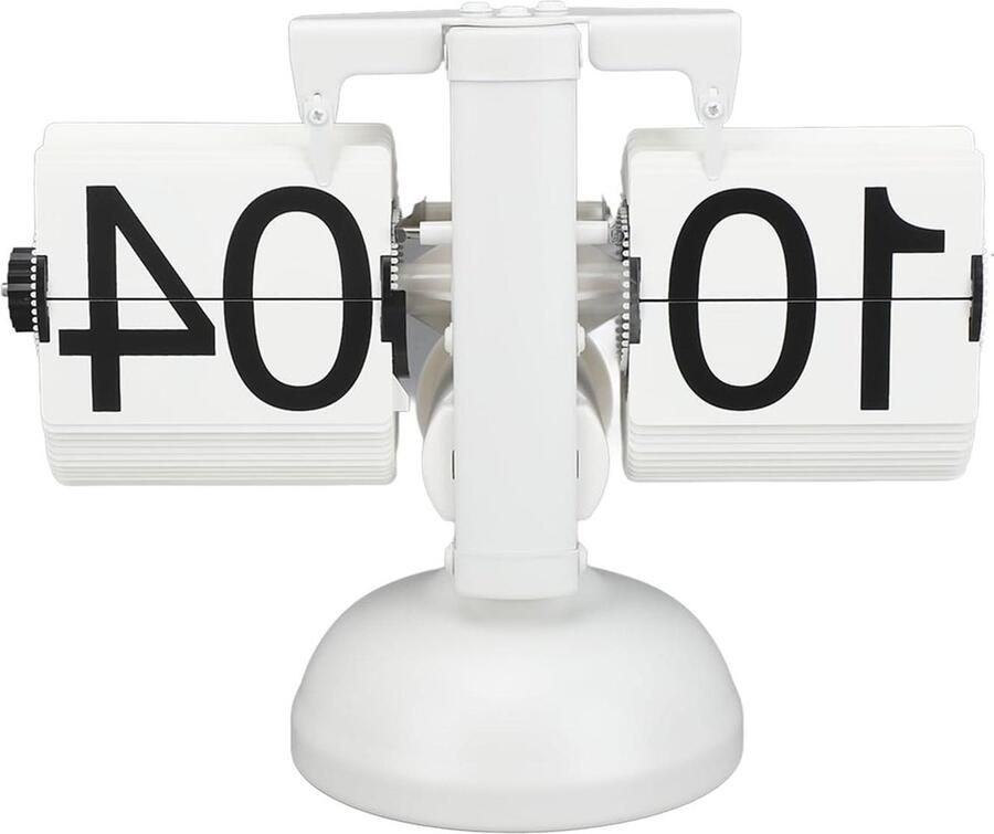 Flip Clock Stijl Kamer Klein 24 Uur Retro Huis voor Mechanische Pagina Draaiklok Eén Voet Flip Klok Groot Aantal Bureau Plankklokken Wit Metallisch Design