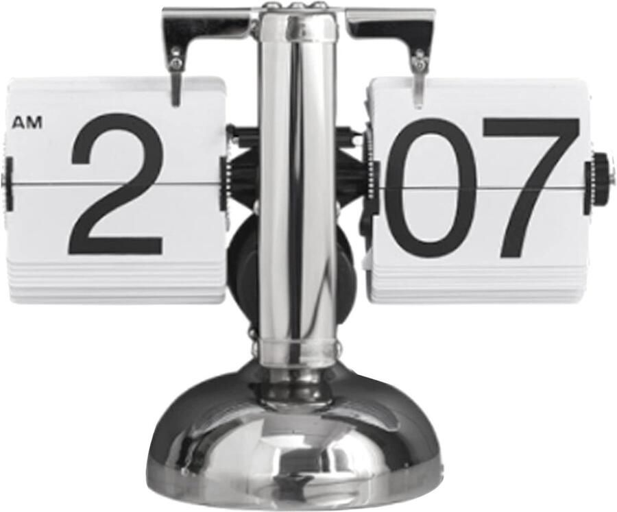 Flip Desk Clock Quartz Movement Mechanical Flip Clock Single Foot Car for Office for Home (White)