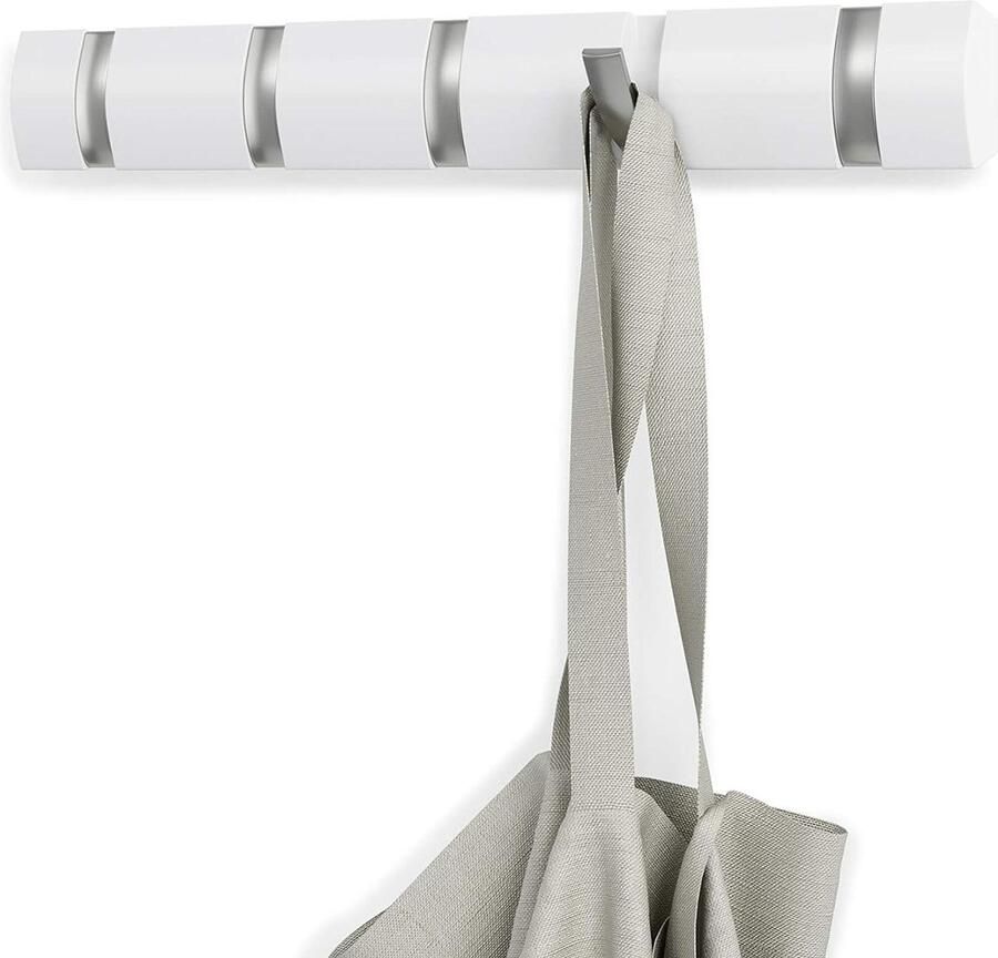 Flip wandkapstok met 5 haken Wit Ruimtebesparende kapstok hook coat rack wall mounted