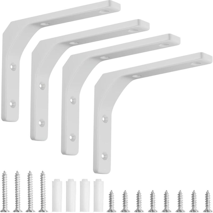 Floating shelf brackets witte L-brackets voor wandplanken muurbeugels voor planken hoeksteun voor planken 150mm*125mm hoekbraces thuis keuken decoratie