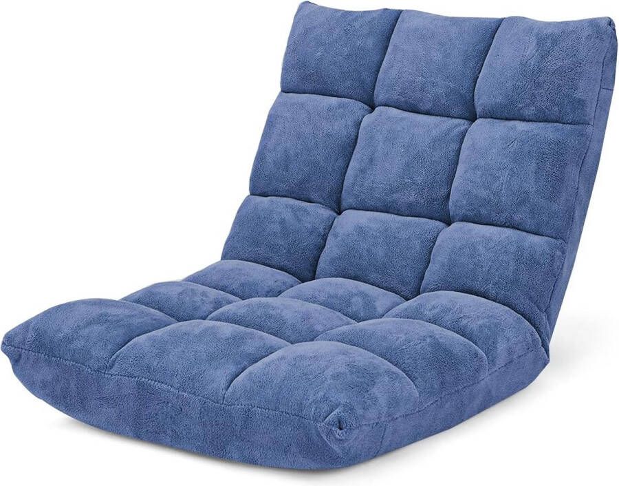 Floor Chair Vloerstoel kleurkeuze meditatiestoel opvouwbaar vloerbank met verstelbare rugleuning 18 luie bank (blauw)