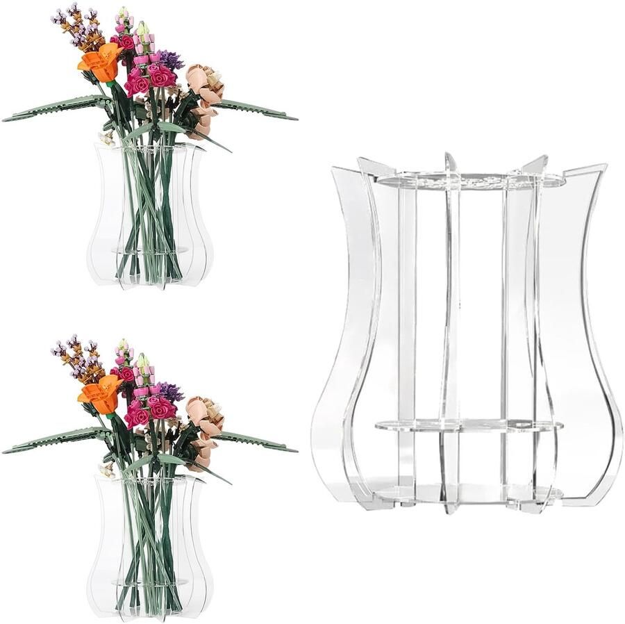 FloralGrace 1-delige puzzelvaas voor bloemenhouder acryl vaasstandaard geschikt voor botanische collectie orchideeën-tulpenboeketset vaas voor tafels (transparant)