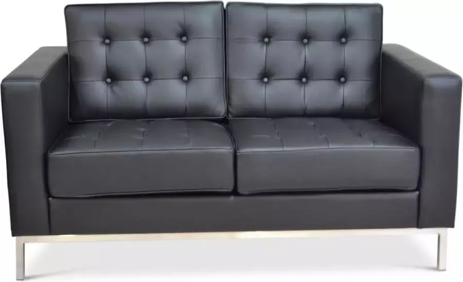 Meubilair Florence Knoll Bank 2 Zits Zwart Leer Knoll Zitbank Design bank