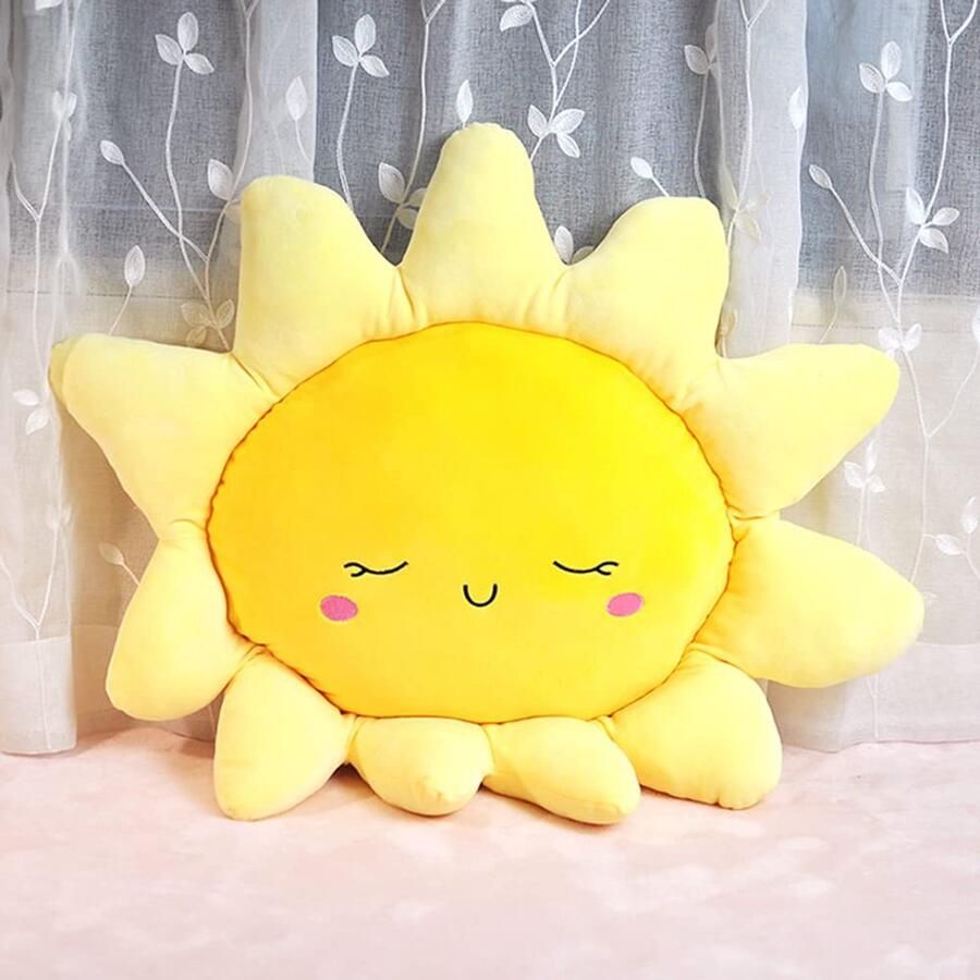 Flower Floor Cushion Sunshape Soft Seat Cushion Chair Cushion Car Neck Pillow Cute Sun Cushion Plush Animal Home Decoration Girls Women Gifts (35cm)