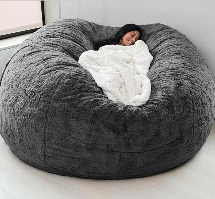 Gigantische pluizige en behaaglijke zitzakhoes voor volwassenen (zonder vulling) Meubelen voor woonkamer feest Wasbaar zitzak in peervorm Zetelovertrek 150 * 65cm 5ft