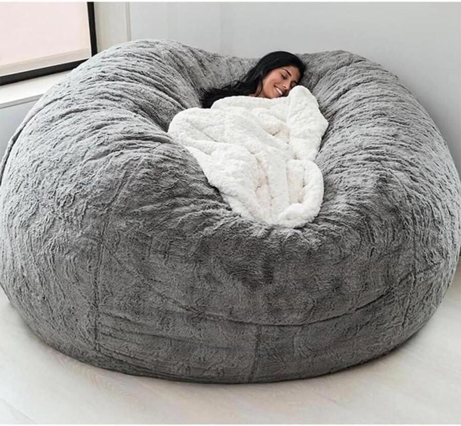 Gigantische pluizige en behaaglijke zitzakhoes voor volwassenen (zonder vulling) Meubelen voor woonkamer feest Wasbaar zitzak in peervorm Zetelovertrek 150 * 65cm 5ft