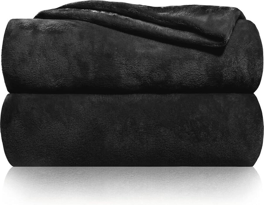 Fluffy en Zachte Knuffeldeken Hoge Kwaliteit Fleece Deken voor Sofa Bank en Zomergebruik (Zwart 200x150 cm)