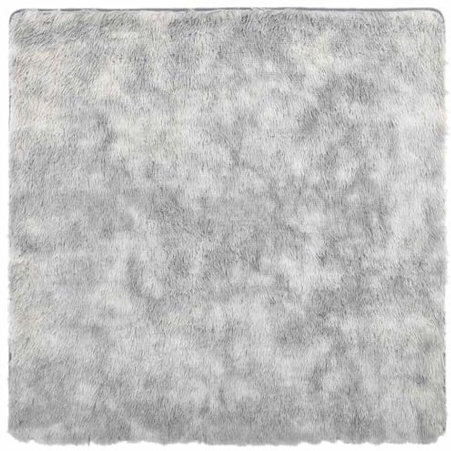 Fluffy Long Pile Vloerkleed 200x200 cm Zilvergrijs Comfortabel en Stijlvol