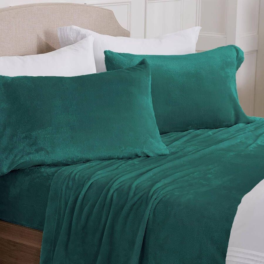 Fluffy pluche hoeslaken 200 x 200 cm groen donkergroen kasjmier touch hoeslaken winter gezellig laken voor matras van 25 tot 30 cm