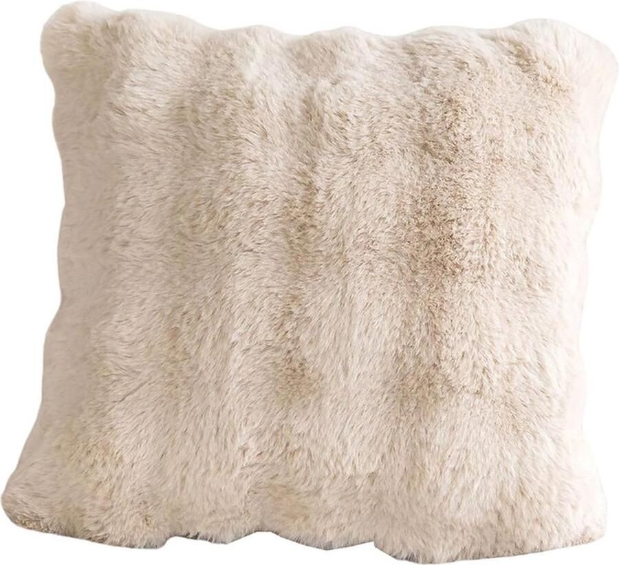 Fluffy Pluche Sierkussenhoes Dubbelzijdig Pluche Fluwelen Kussenhoes Zachte Imitatiebont Sierkussenhoes Korte Wollen Fluwelen Decoratieve Kussenhoes Geschikt voor het Decoreren van Bank Slaapkamer Woonkamer Studeerkamer (45 x 45 cm)