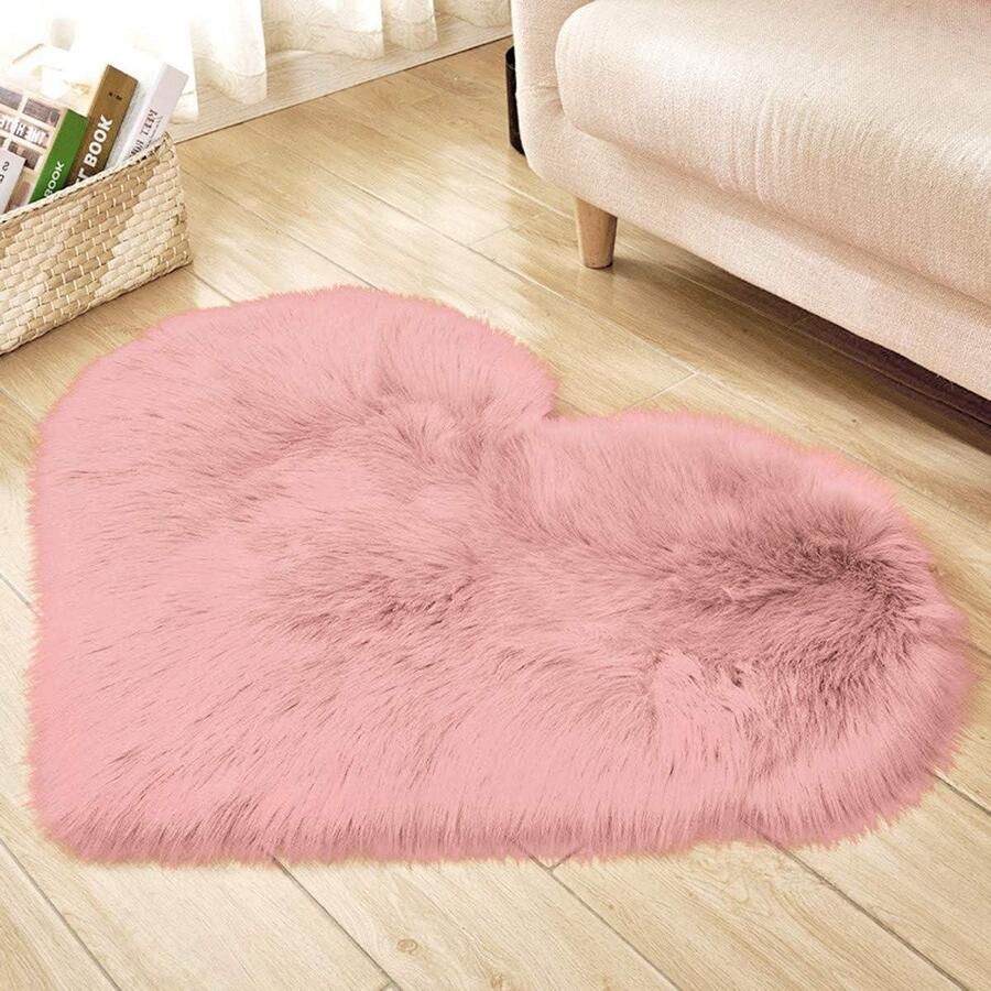 Fluffy Vloerkleed in hartvorm Roze Voor Thuis Slaapkamer Pluizig Tapijt