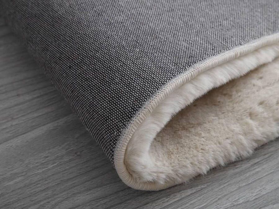 Fluffy Vloerkleed Rond 180cm-Superzachte hoogpolige vloerkleed-Taupe-Zwart-Creme-Zand