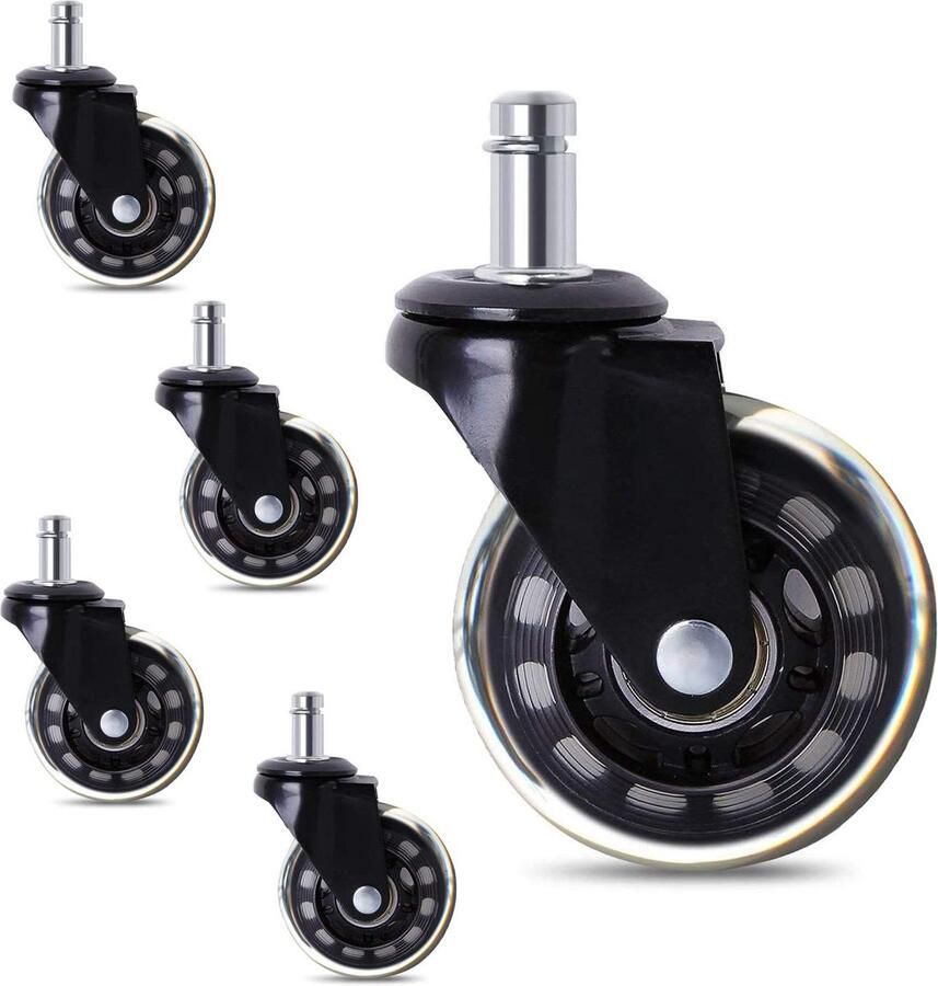 Fluisterstille bureaustoelwieltjes voor harde vloeren Premium kwaliteit Set van 5 2.5 inch Geschikt voor alle vloeren Chair Casters(tyres)