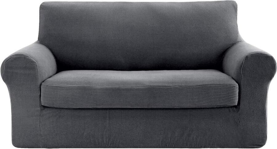 Fluweel Bankhoes Meubelhoes voor Loveseat Woonkamer Feest 2 Zits 145-175 cm Antraciet