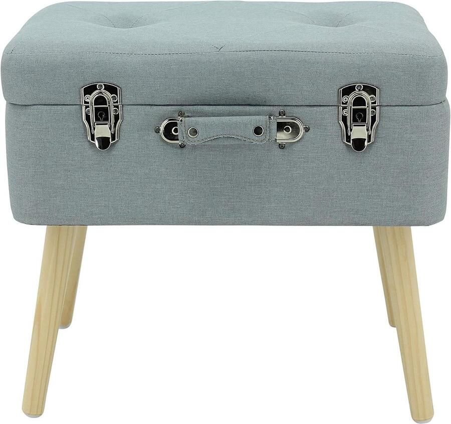 Fluweel beklede kruk kist met opbergvak ottoman in kofferdesign Happy Home Company 12077 luxe toevoegen opbergkruk glamoureuze stijl Kruk met opbergruimte