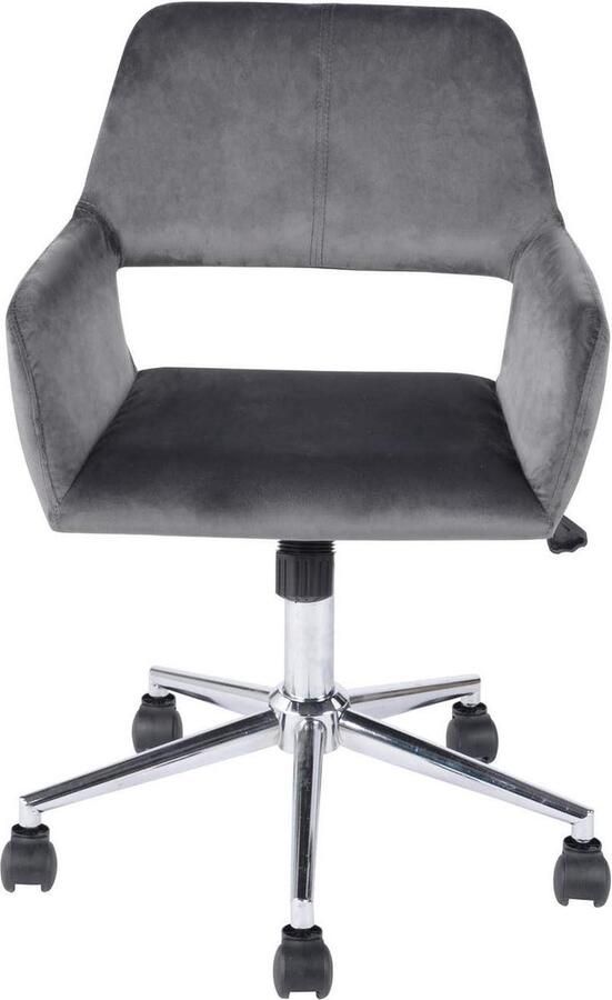 Fluweel draaibare Scandinavische bureaustoel grijs armleuningen in hoogte verstelbaar 55 x 56 x 75-85 cm