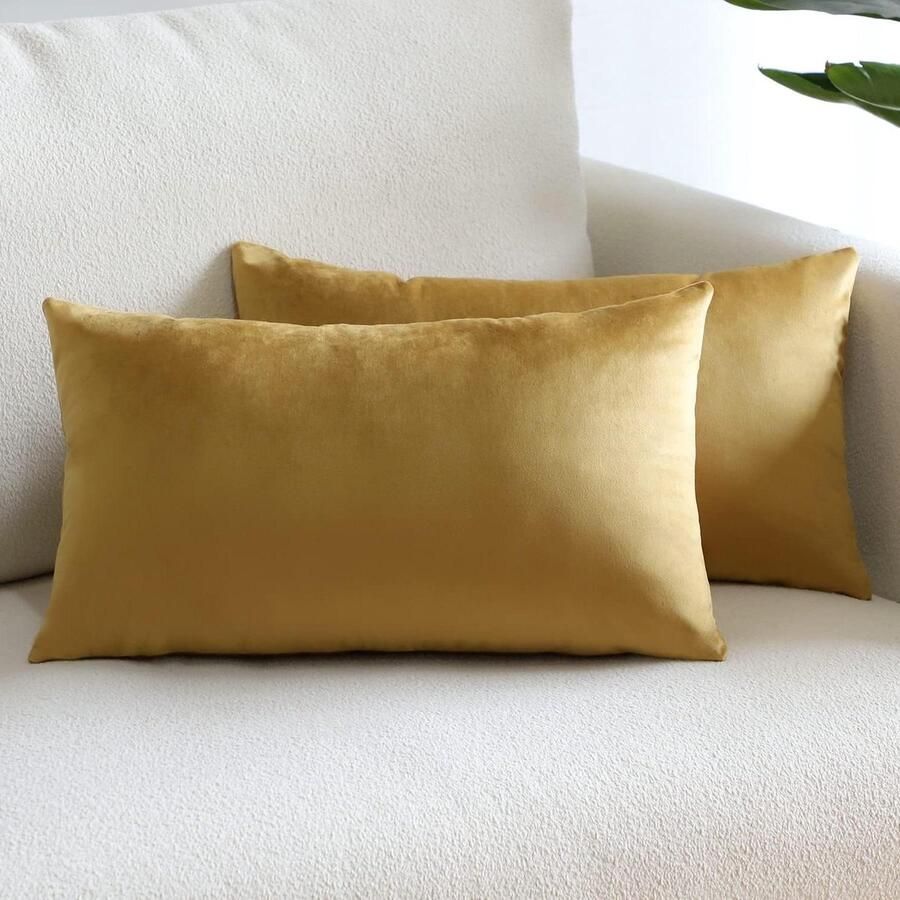 Fluweelzachte decoratieve kussenslopen met onzichtbare rits luxe kussenslopen woondecoratie bank slaapkamer woonkamer 30 x 50 cm 2 stuks goudkleurig kussensloop 30x50