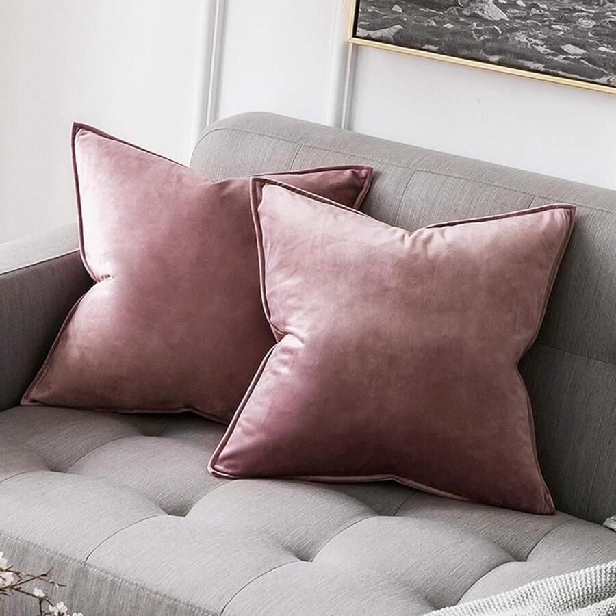 Fluweelzachte decoratieve vierkante kussenslopen onzichtbare rits woonkamer bank slaapkamer 40 x 40 cm paars set van 2 stuks