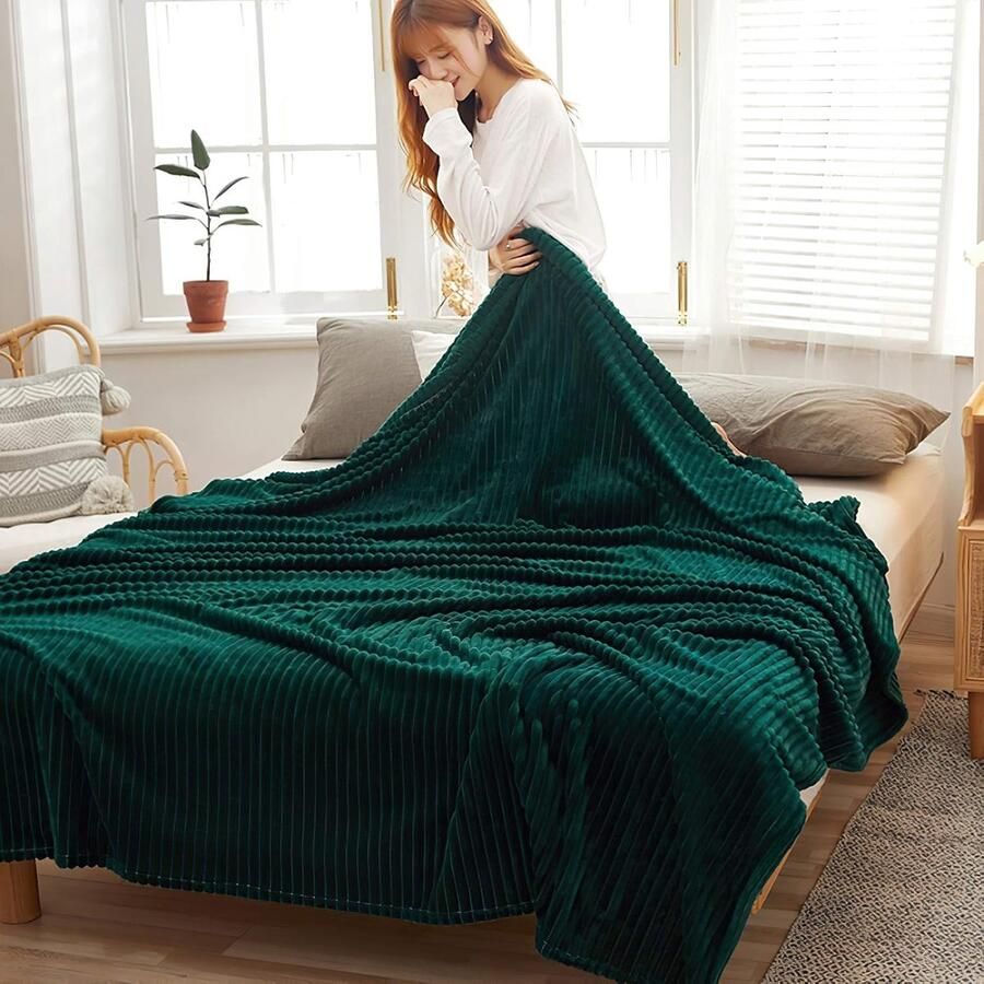 Fluweelzachte Microvezel Deken voor Bank en Bed Vintage Groen 180 cm x 200 cm