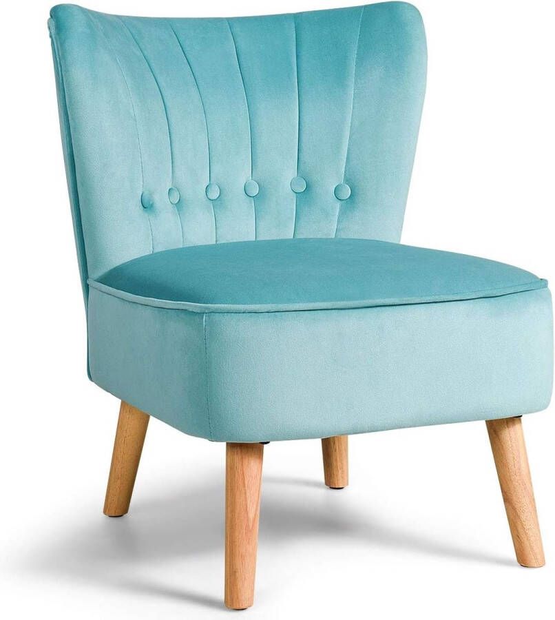 Fluwelen Accent Stoel Zachte Gestoffeerde Moderne Vrije tijd Stoel met Massief Houten Benen Gewatteerde Armloze Vleugelstoel met Antislip onderleggers Ijdelheid Make-up kaptafel Stoel Eetkamer stoel voor de Woonkamer Slaapkamer (Groen)