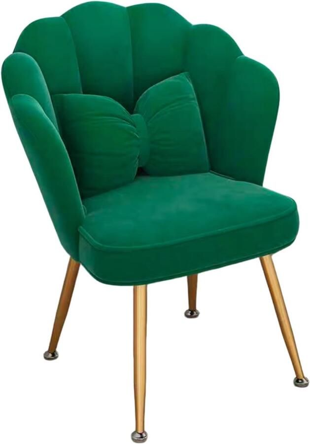 Fluwelen Accentstoel met Schelpvormige Rugleuning voor Woonkamer en Slaapkamer Verstelbare Kaptafelstoel met Gouden Poten Meerdere Kleuren Beschikbaar