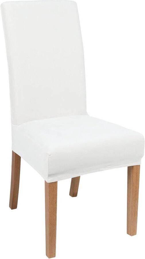 Fluwelen afneembare wasbare stoelhoezen set van 4 universele moderne stoelhoezen elastische stoelhoezen wit Stoelhoezen