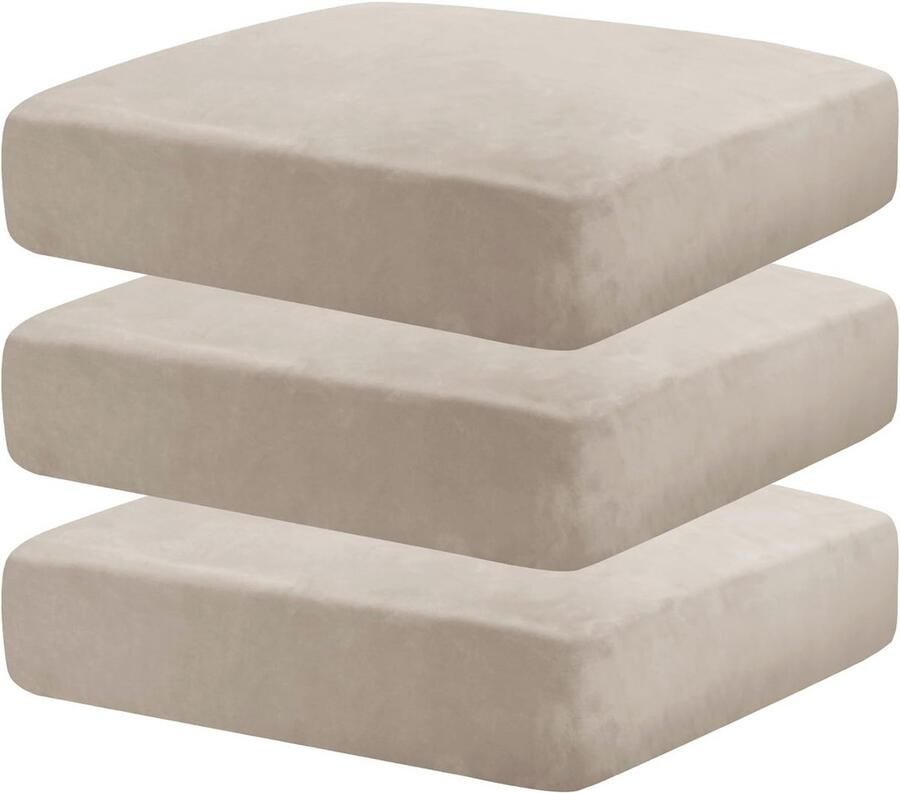 Fluwelen bankhoes 3-zits elastisch en wasbaar Bescherming voor je bankkussens in kaki