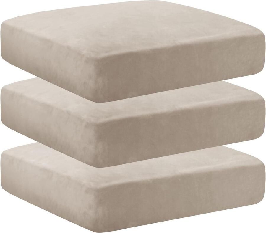 Fluwelen bankhoes Elastisch & wasbaar 3-zits Kaki Zacht materiaal
