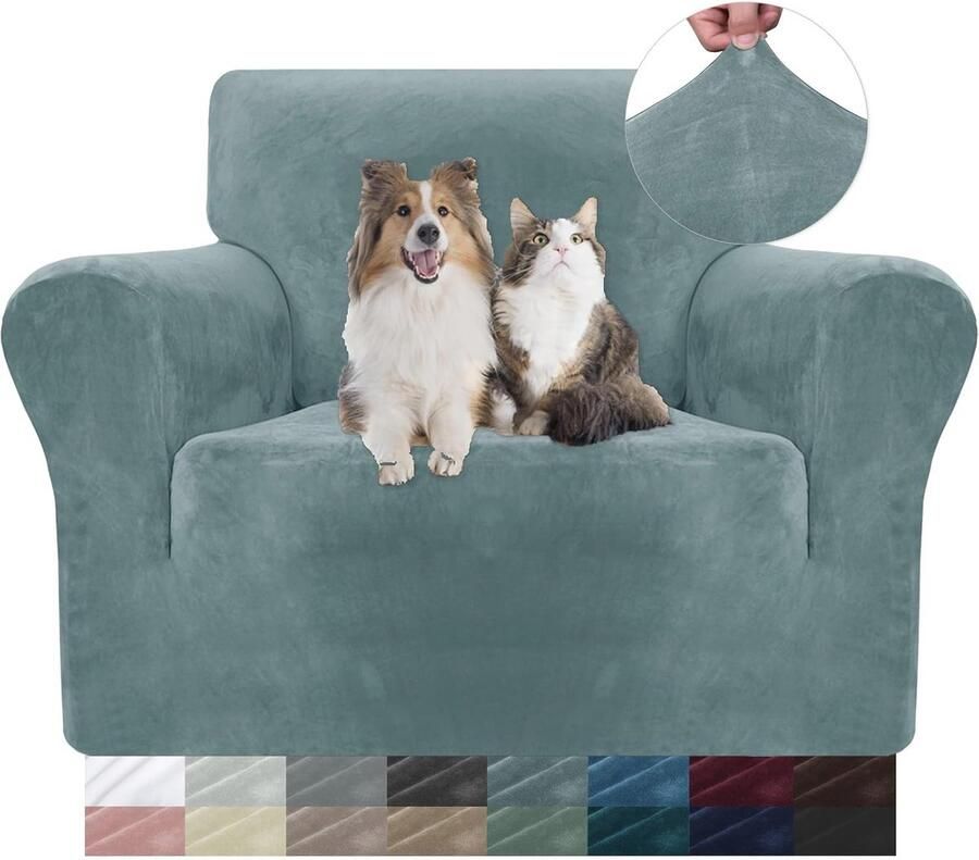 Fluwelen Bankhoes Universele Stretch Sofahoes Met Armleuningen – Krasbestendige Meubelhoes Voor Honden en Katten
