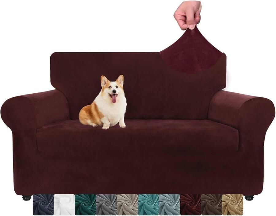Fluwelen bankhoezen 2-zits voor honden en huisdieren Antislip wasbare meubelbeschermer
