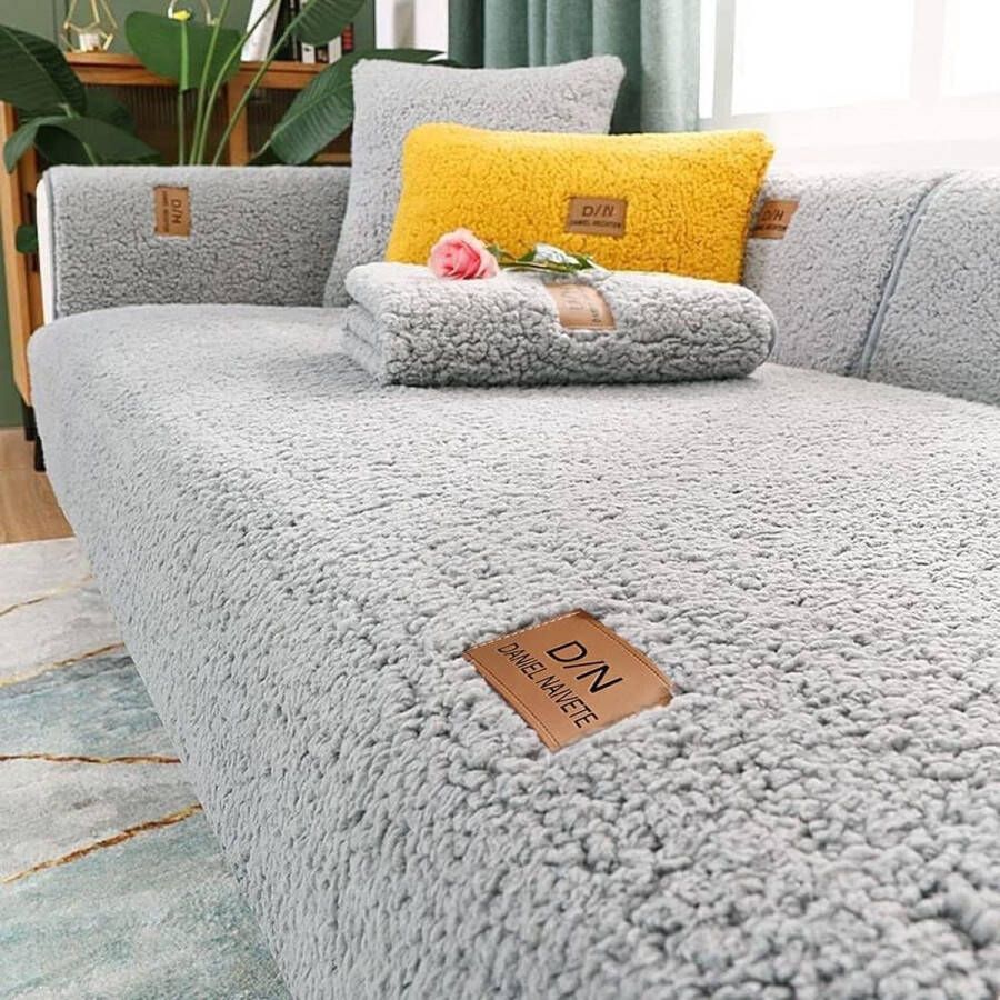 Fluwelen bankovertrek 1- 2- 3- 4-zits antislip bankovertrek L-vorm bankhoes huisdierhond ultradunne bankbeschermer (grijs 90 x 160 cm)
