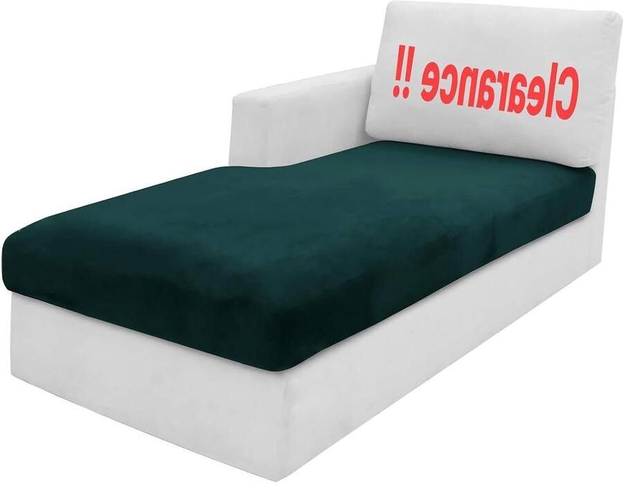 Fluwelen bankovertrek elastisch zacht kussen bescherming chaise longue groen-zwart