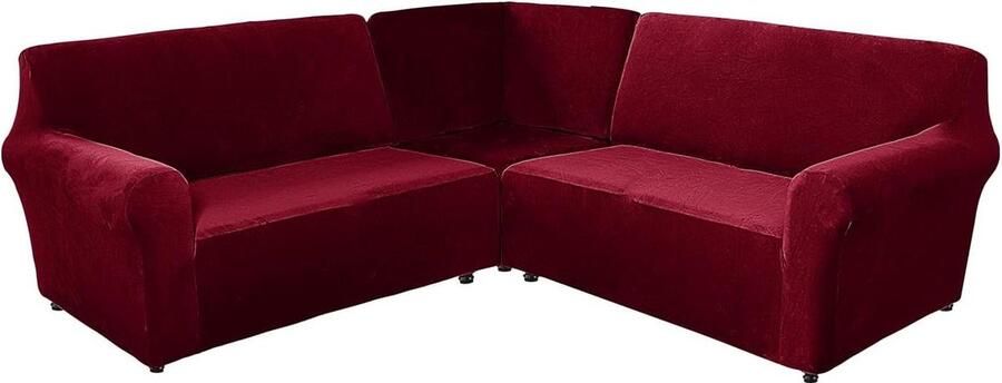 Fluwelen bankovertrek L-vorm 5-zits hoekbankovertrek Stretch bankovertrek voor L-vormige bankmeubels Dik zacht wasbaar hoekbankhoes hoekbank overtrek