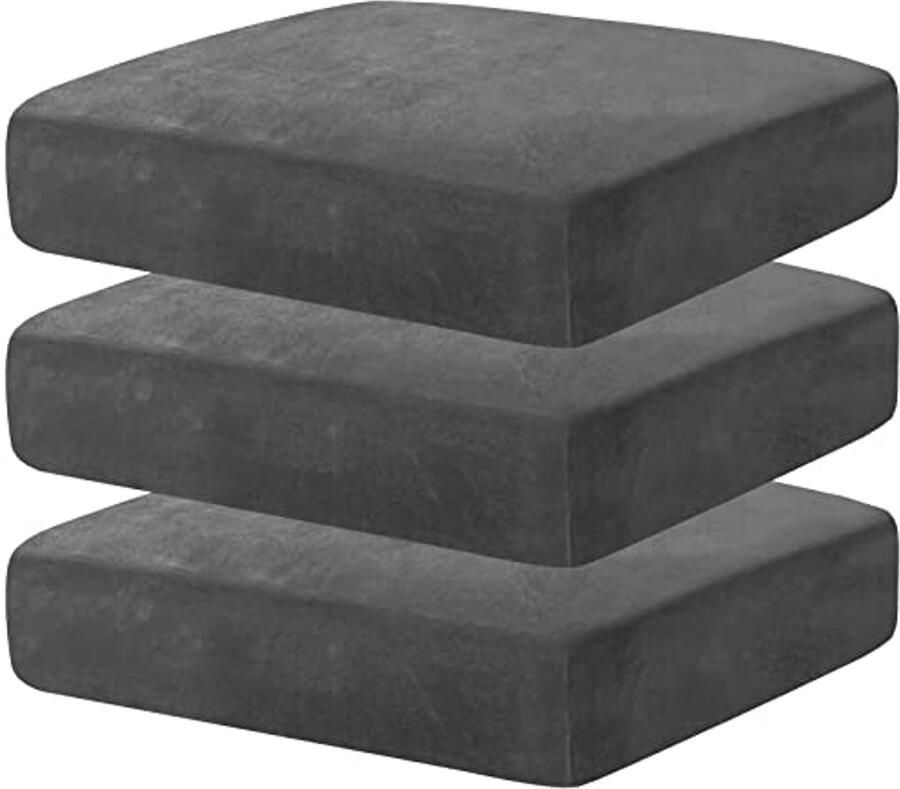 Fluwelen bankovertrek voor 3 zits bank Elastisch zacht en wasbaar bescherm je meubels in grijs