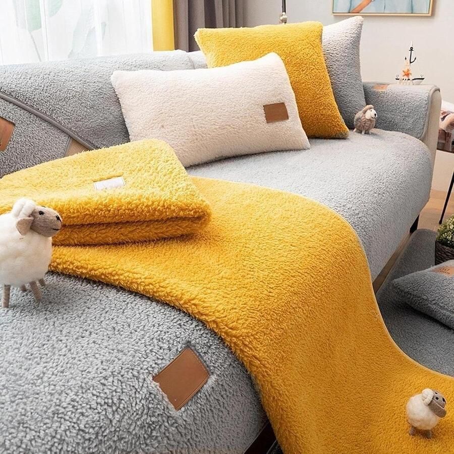 Fluwelen bankovertrek zachte bankhoes geschikt voor hoekbank 1-4 zits